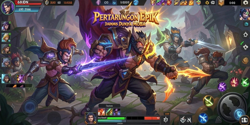 Tampilan epik dari pertarungan dalam game MOBA 68IDN.