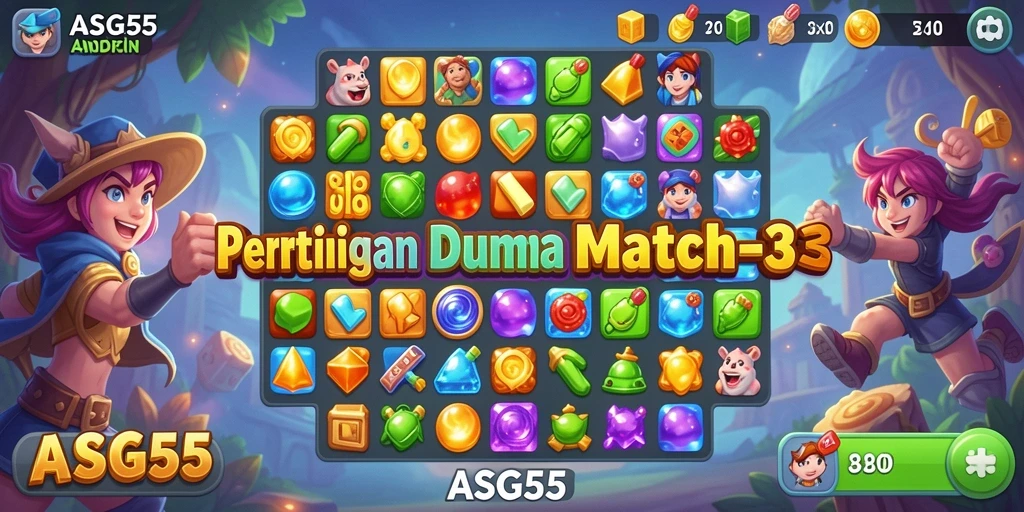 Tangkapan layar ASG55 menampilkan gameplay seru Match-3.