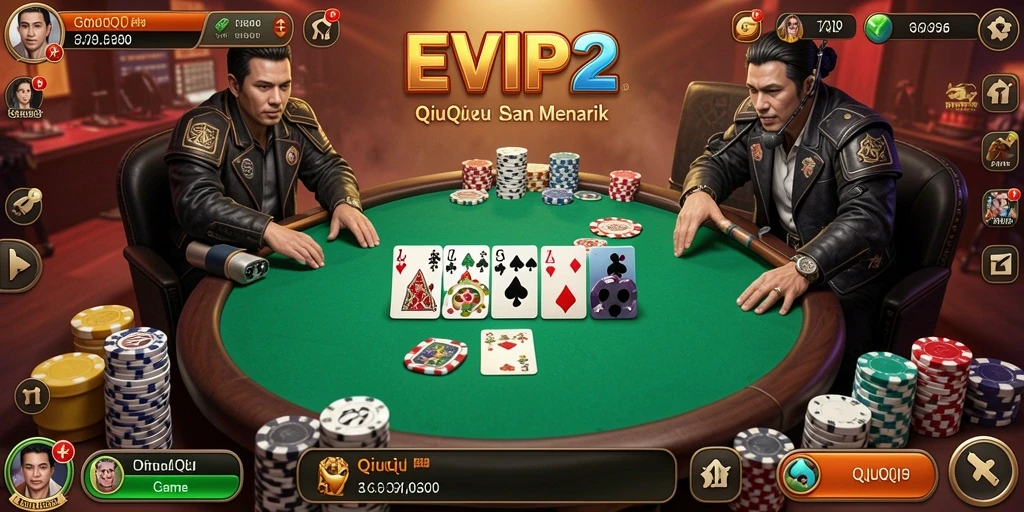 Tampilan gameplay seru dalam game QiuQiu EVIP2.