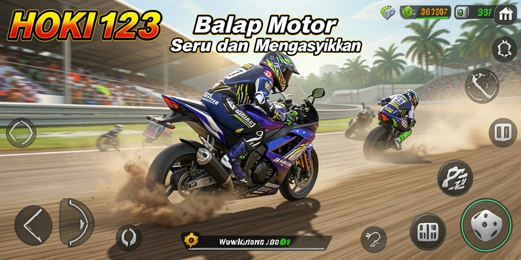 Gameplay menarik HOKI123 dengan balapan motor yang menegangkan.