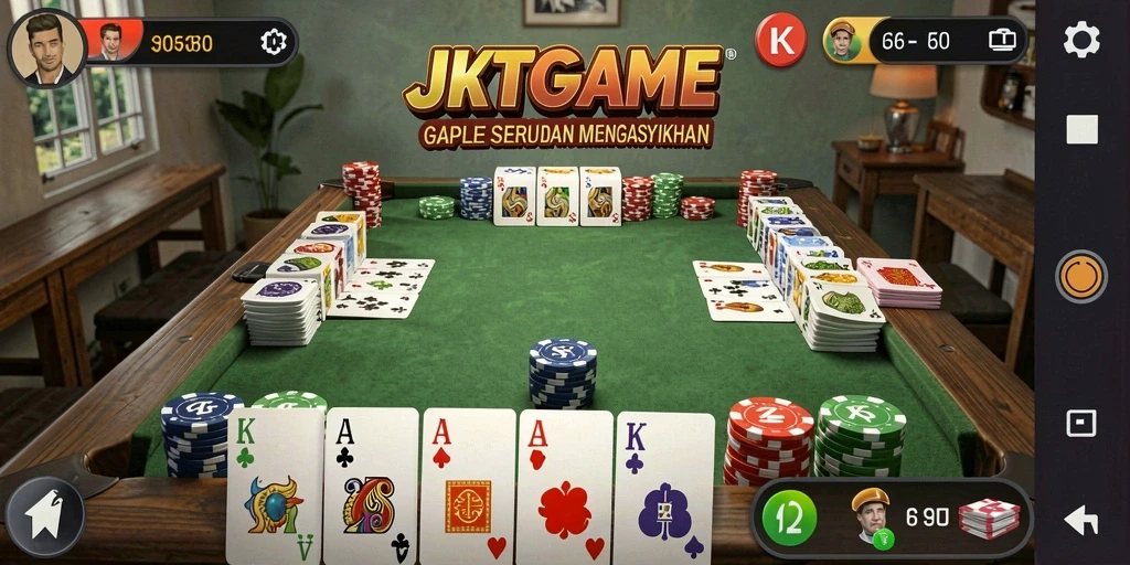 Tampilan gameplay seru dalam JKTGAME dengan fitur Gaple.