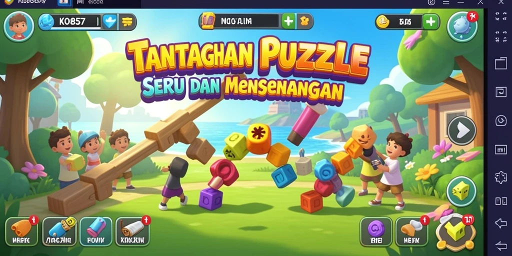 Gameplay KO857 yang penuh warna dan menantang puzzle.