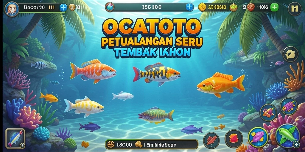Tampilan gameplay seru OCATOTO saat menangkap ikan.