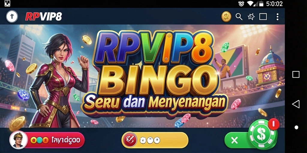 Tampilan gameplay RPVIP8 yang penuh warna dan interaksi Bingo.