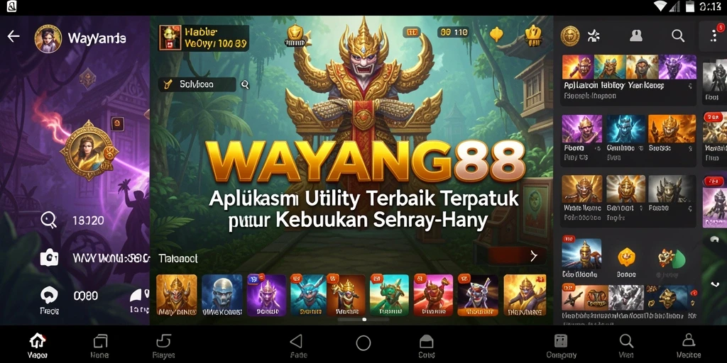 Tampilan antarmuka pengguna aplikasi WAYANG88 yang modern dan fungsional.